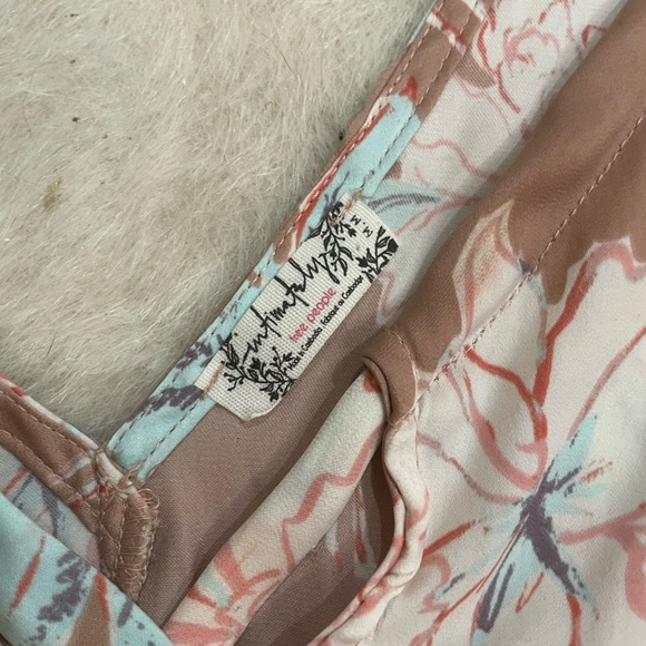 Free people line up printed cami top wide petal beige tank - Picture 3 of 6